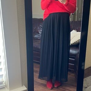 Sparkle and Fade Pleated Black Maxi Skirt